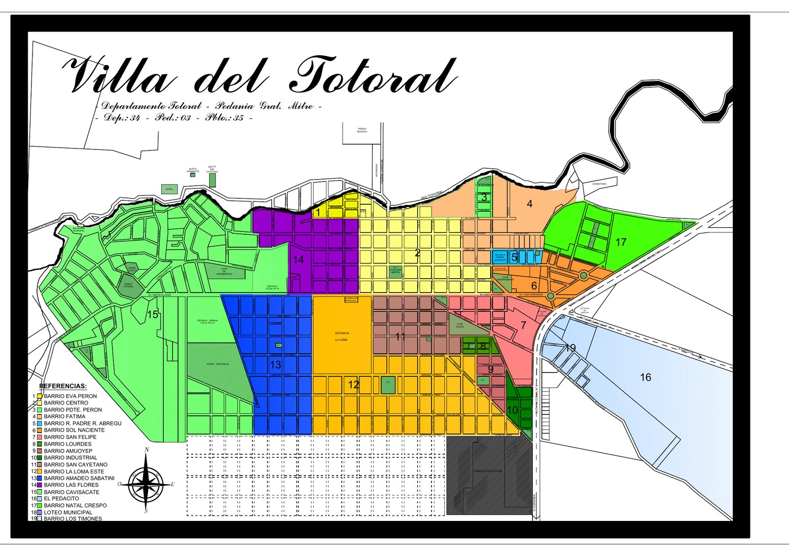 Plano de barrios de Villa del Totoral